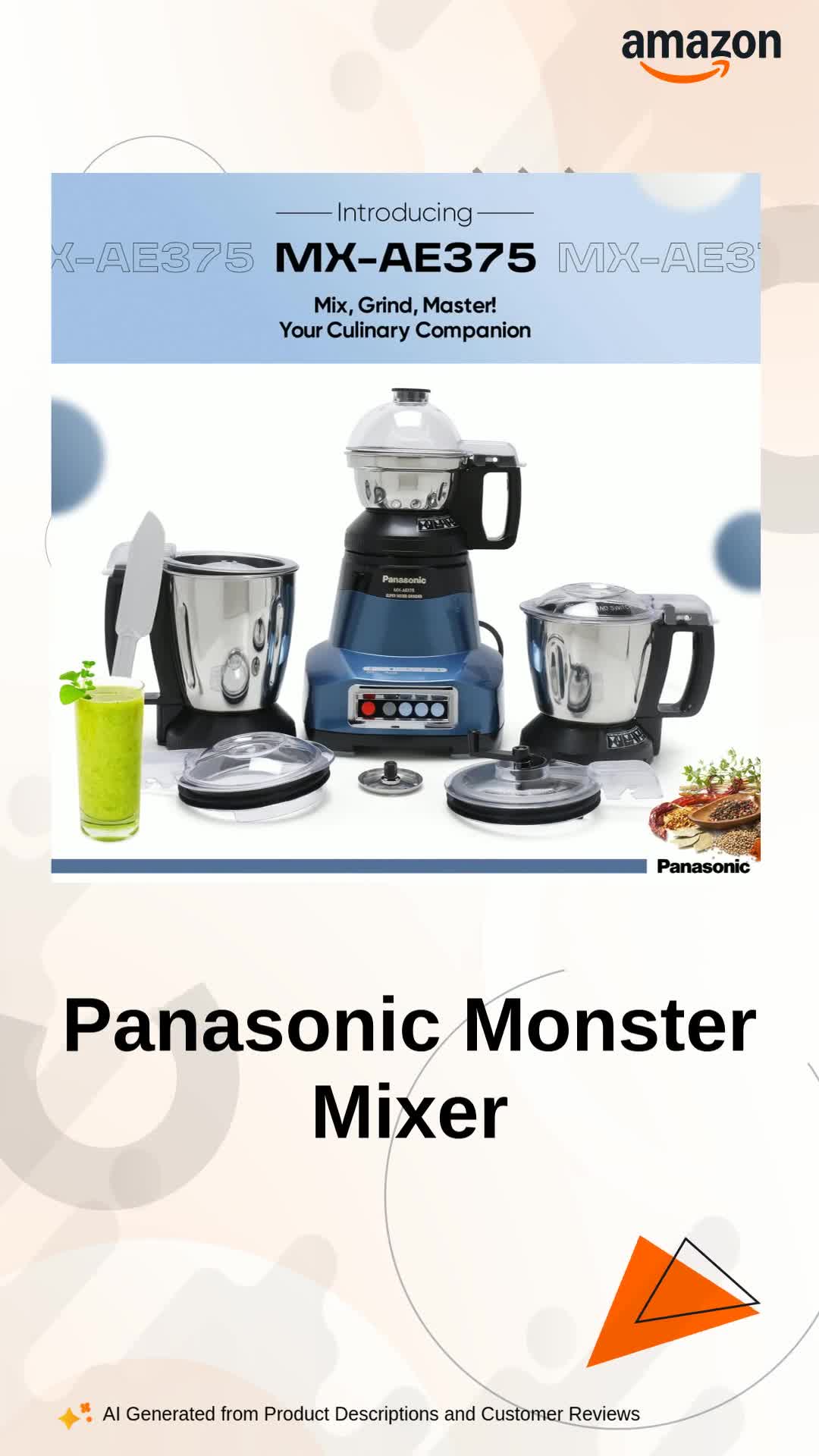 Buy Panasonic Mixer Grinder MX-AE375 Monster 2000W Super Mixer