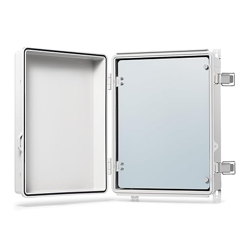 QILIPSU - Caja de conexiones para exteriores, con puerta interior, bisagras, placa de montaje y soportes de pared, impermeable IP67, plástico ABS,