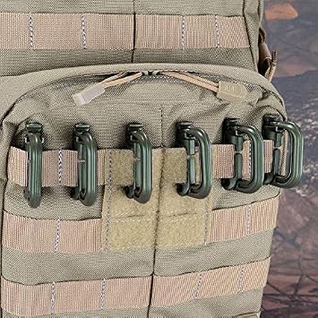 BOOSTEADY 10 Pack Multipurpose D-Ring Grimlock Locking for Molle Webbing with Zippered Pouch