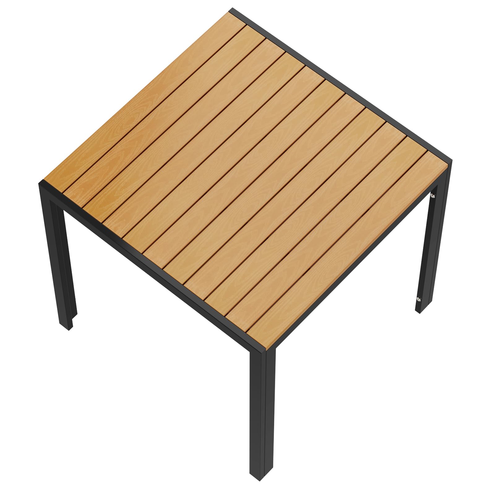 LIFERUN Table de jardin aluminium WPC 75x75 cm résistante aux intempéries Noir