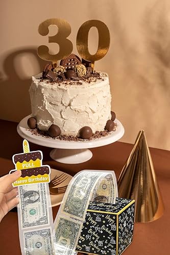 Miniatura 3 de Estivaux Caja de dinero de cumpleaños para regalo en efectivo, caja de tarjeta de feliz cumpleaños, caja de cartón dorado y negro, caja de dinero