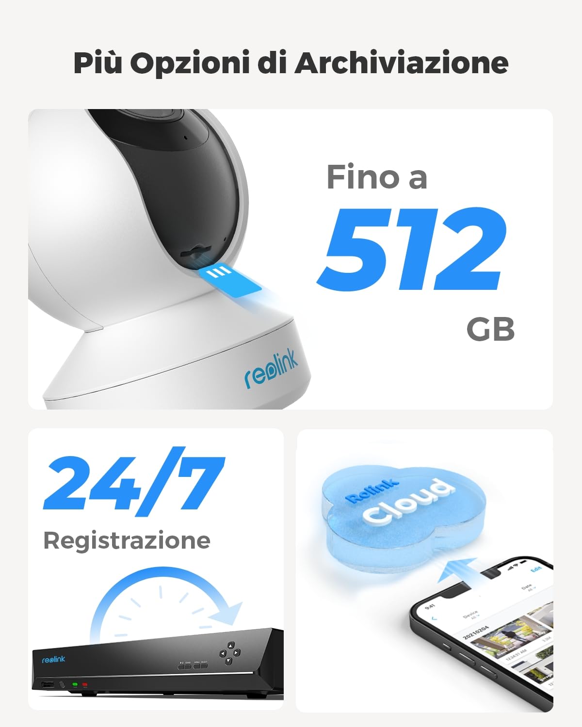 Reolink 5MP PTZ Telecamera WiFi Interno con Zoom Ottico 3x, Auto-tracking | Baby Monitor, Rilevazione di Persone/Pet, Videocamera Sorveglianza WiFi 2,4/5GHz, Sirena, Audio Bidirezionale, Cloud, E1 Zoom
