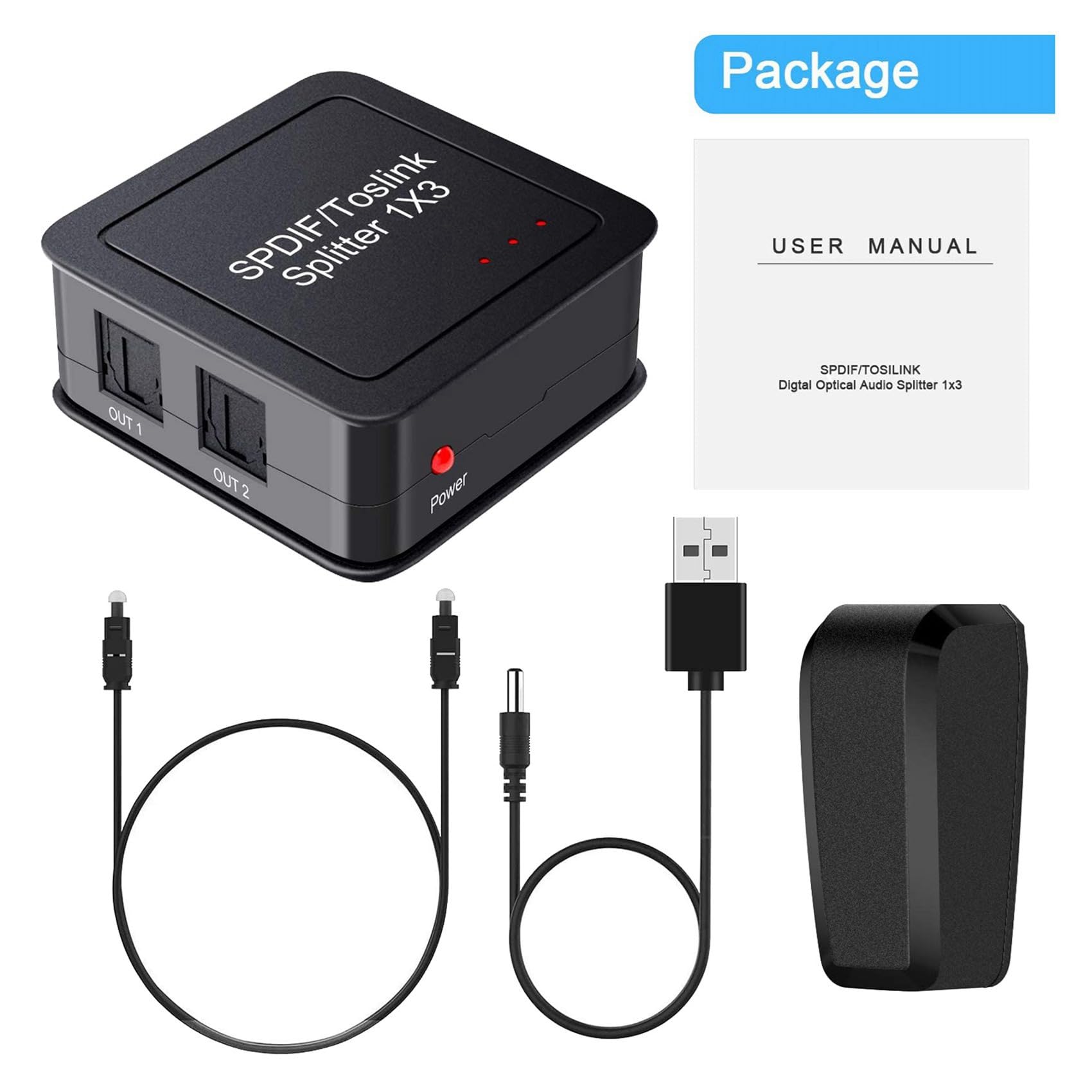 ISTOVO 10X Digital Optical Audio 1X3 Splitter, digitale SPDIF TOSLINK fibra ottica Audio Splitter, 1 in 3 Out
