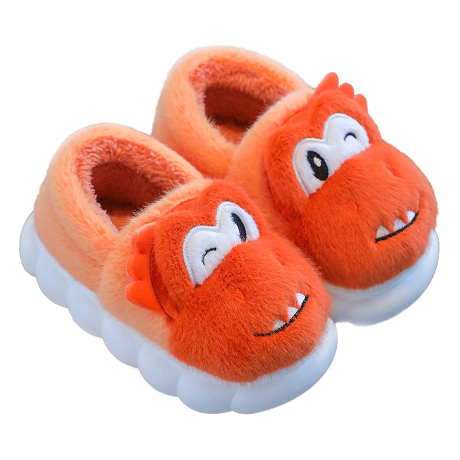 Fdskwky Toddler House Slippers for Winter : Boys Girls Fur Lined Warm Cartoon Animal Slippers Kids Dinosaur Cute Non-slip Indoor Shoes