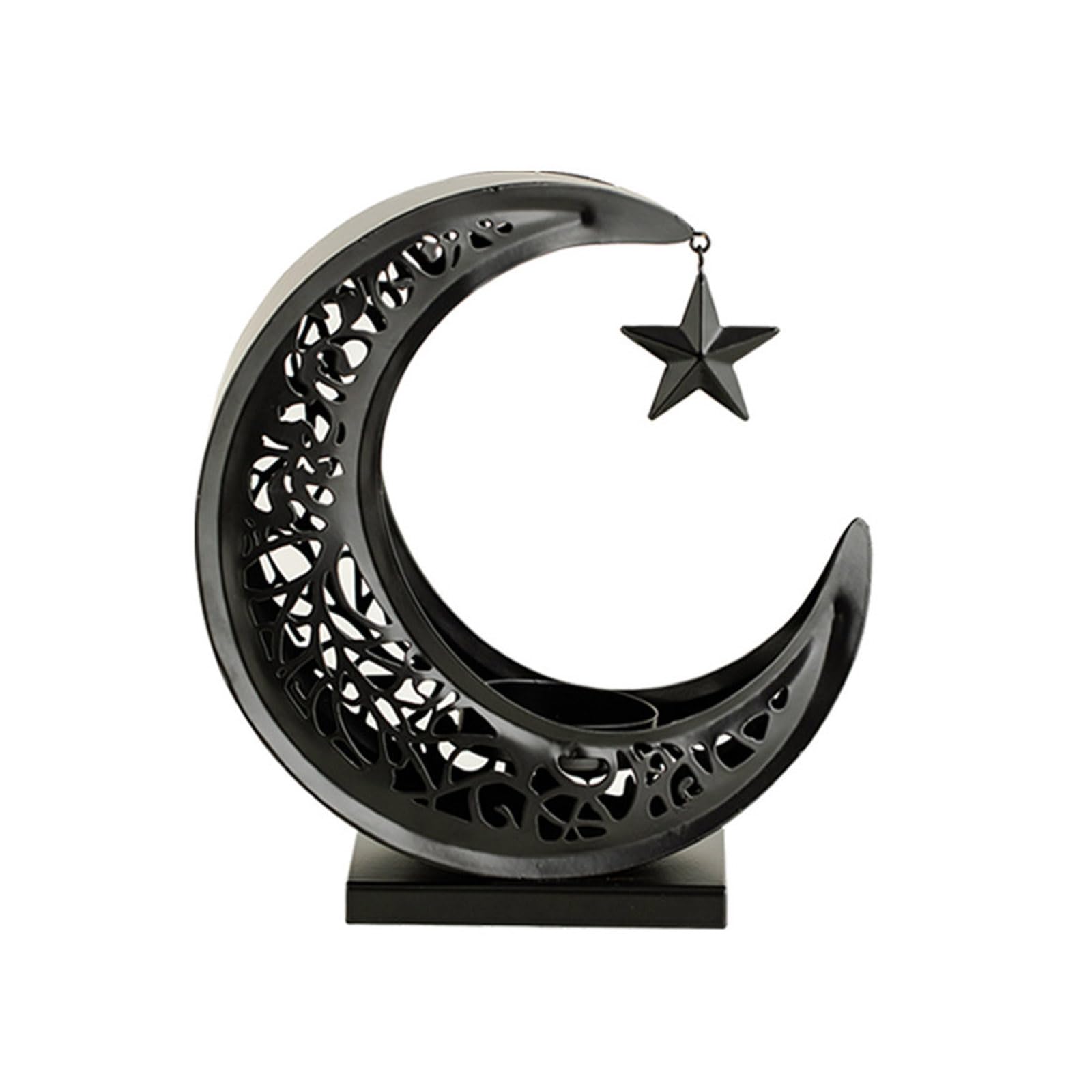 Mooned Shape Candelabra Hollowed Carved Tealight Display Stand for Tabletop Mantels Shelf Display Festival Celebration Candelabra Home Decoration
