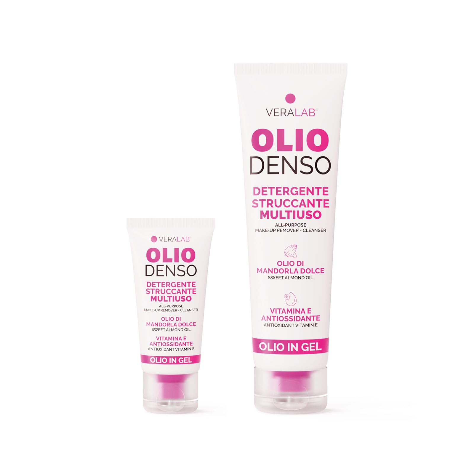 Veralab Kit Olio Denso Travel + Full Size, Olio Detergente Struccante ad Azione Antiossidante e Illuminante, Formato Viaggio 30ml + Full Size 150ml