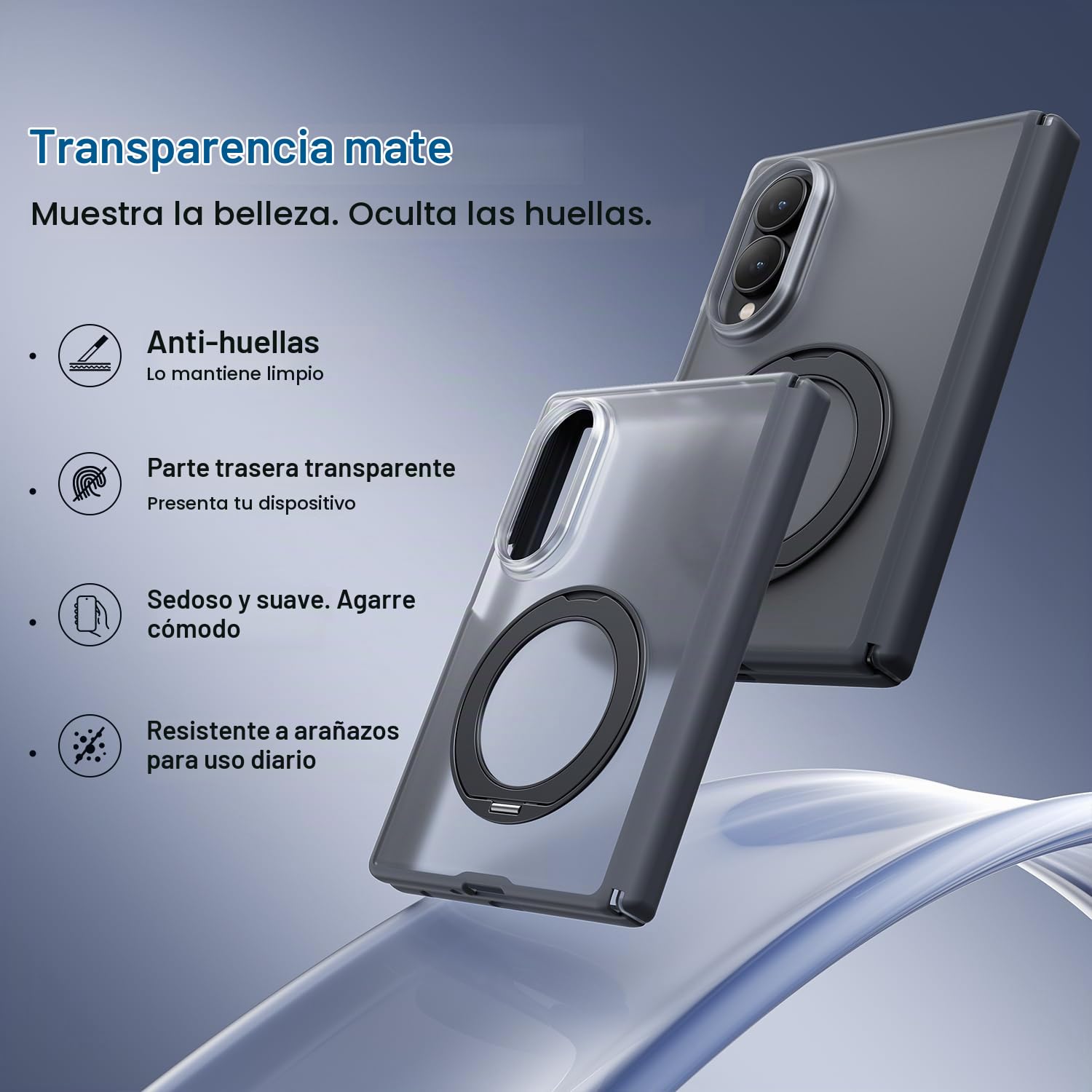 WSKEN Funda para Samsung Galaxy Z Fold 8, para carga magnética y segura, [cubierta de policarbonato mate con soporte de anillo de 360°, protección de bisagra, a prueba de golpes] 2 protectores de