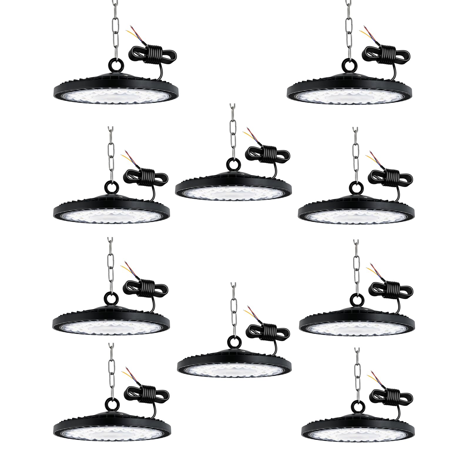 300 W UFO LED High Bay Light, 30000 lm światło dzienne 6500 K IP65 wodoodporne światła sklepowe do magazynu, warsztatu, garażu, fabryki - 10 sztuk