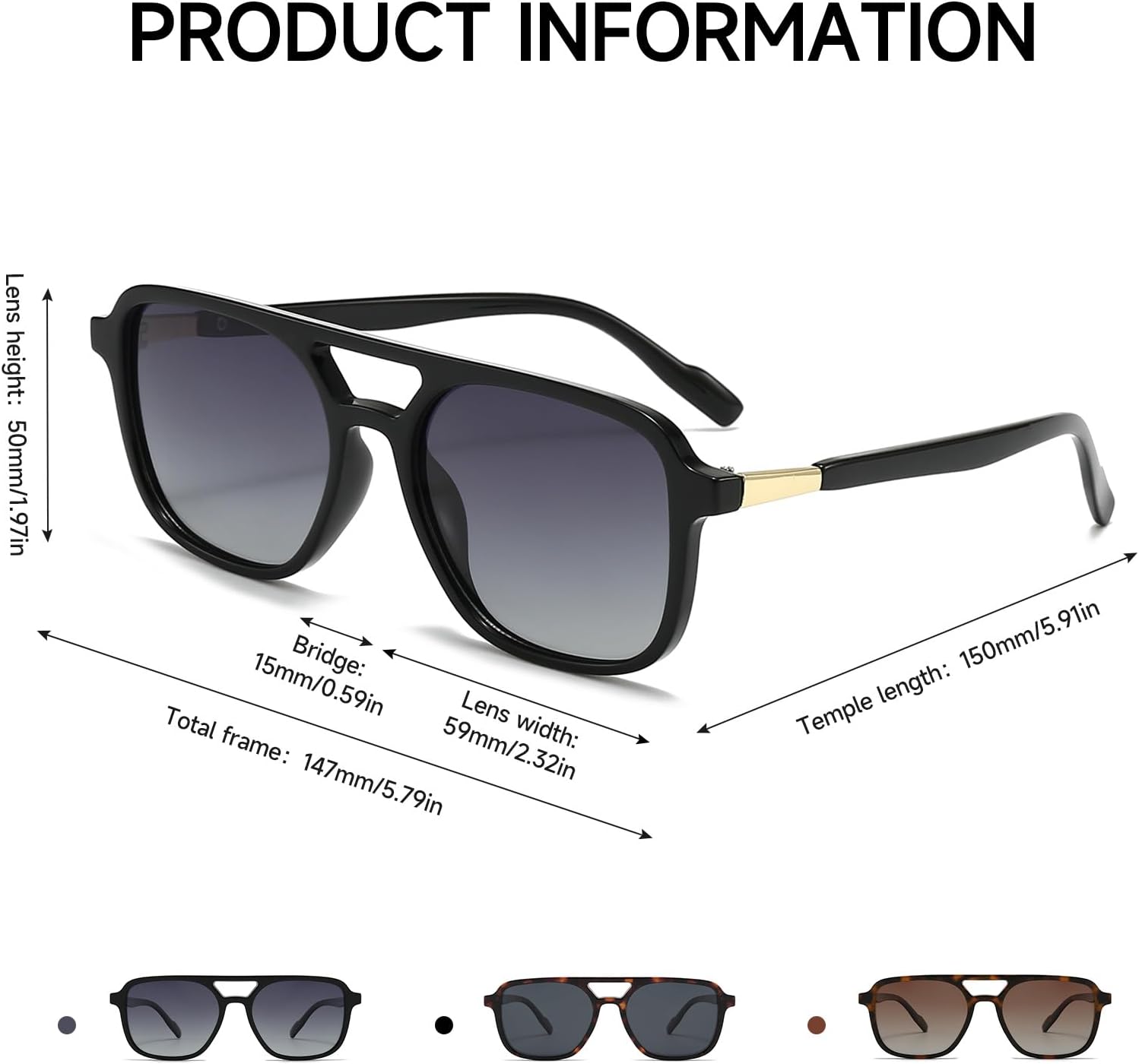 Retro Aviator Sunglasses for Women Men, Trendy Rectangle Womens Mens Shades Sun Glasses, beach vacation essentials - Image 2