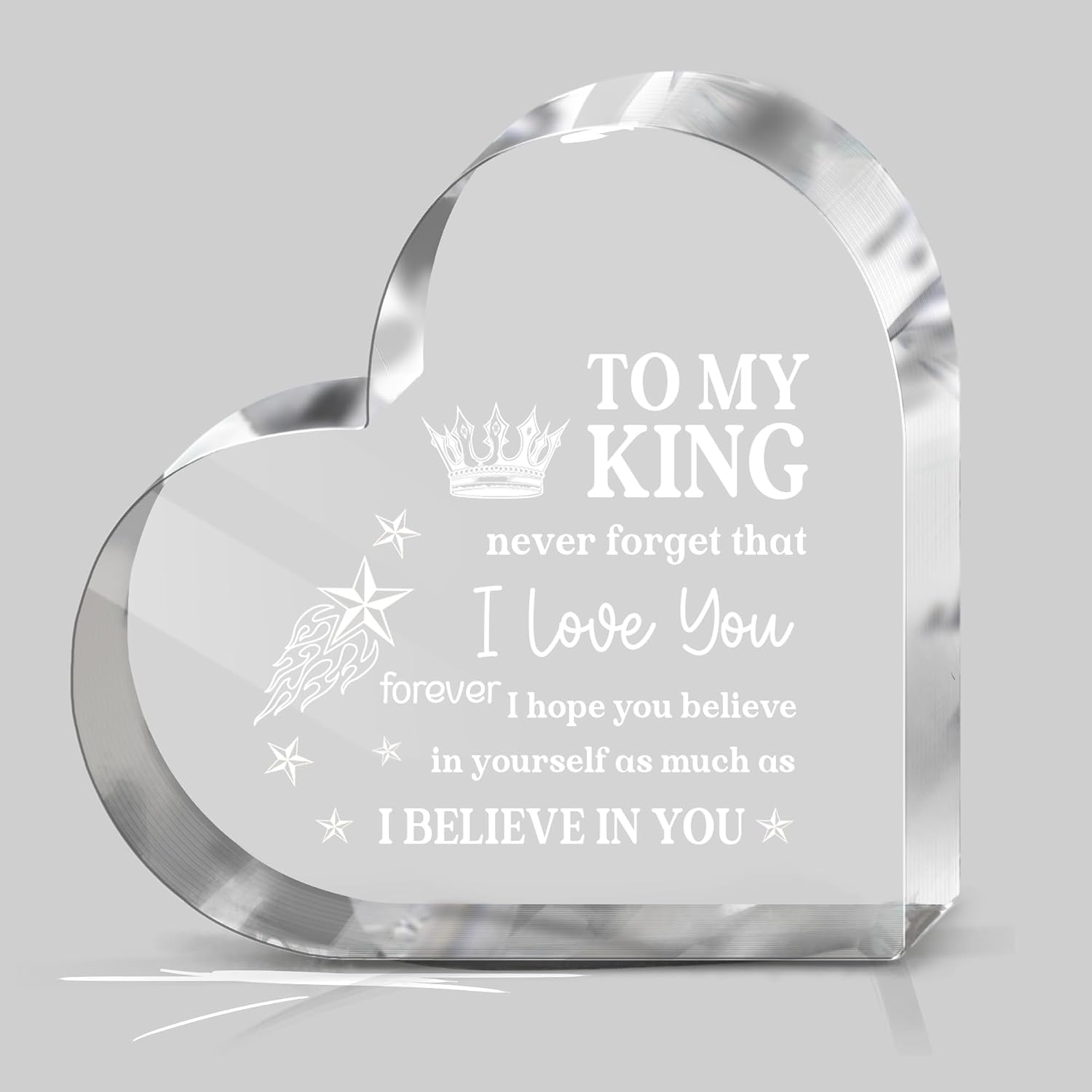 GOSSBY Transparent Custom Plaque To My King, Never Forget That I Love You Gifts for Boyfriend, Valentines Day Gifts for Him Husband Boyfriend Gifts - I Love You Mens Romantic Valentines Anniversary Ke