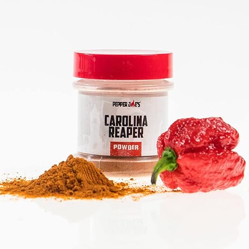 Pepper Joes Carolina Reaper Powder  Worlds Hottest Chile Powder Frob  Tarro agitador de 12 oz  Polvo de pimiento picante puro finamente molido para