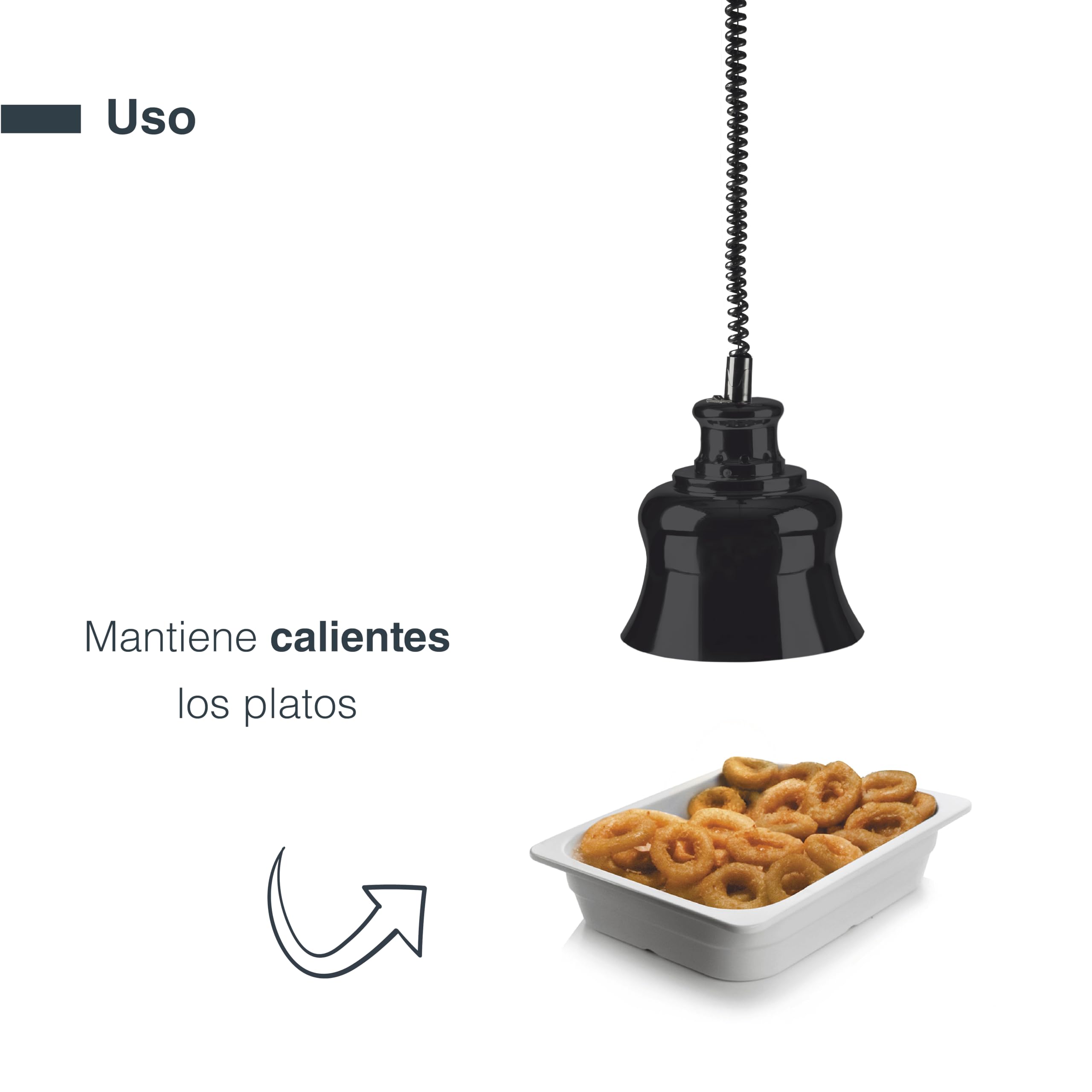 LACOR 69359 - Lámpara Calentamiento Infrarrojos, Lámpara Extensible | En aluminio ligero, para un uso práctico y profesional en cocina; ideal para cocina profesional y uso diario en casa