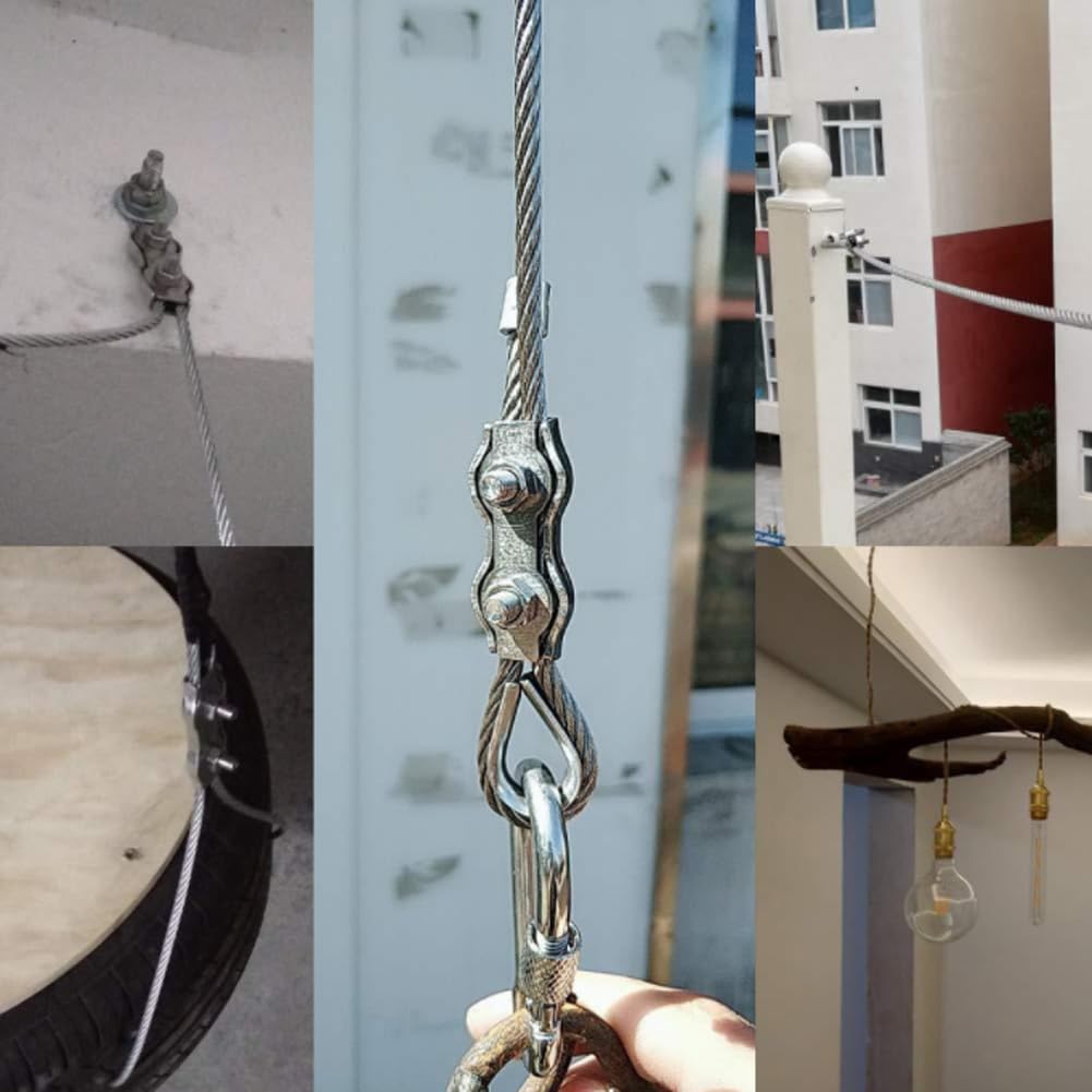 10 morsetti per cavi duplex M3 a 2 posti, clip per funi metalliche