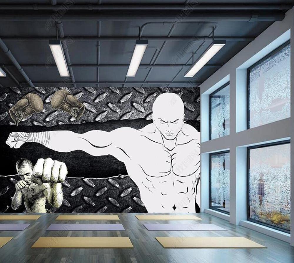 Papel pintado personalizado 3D nostálgico pared de metal deportes Fitness Club boxeo foto mural papel tapiz 3D cartel decoración de pared papel tapiz-400 * 280cm