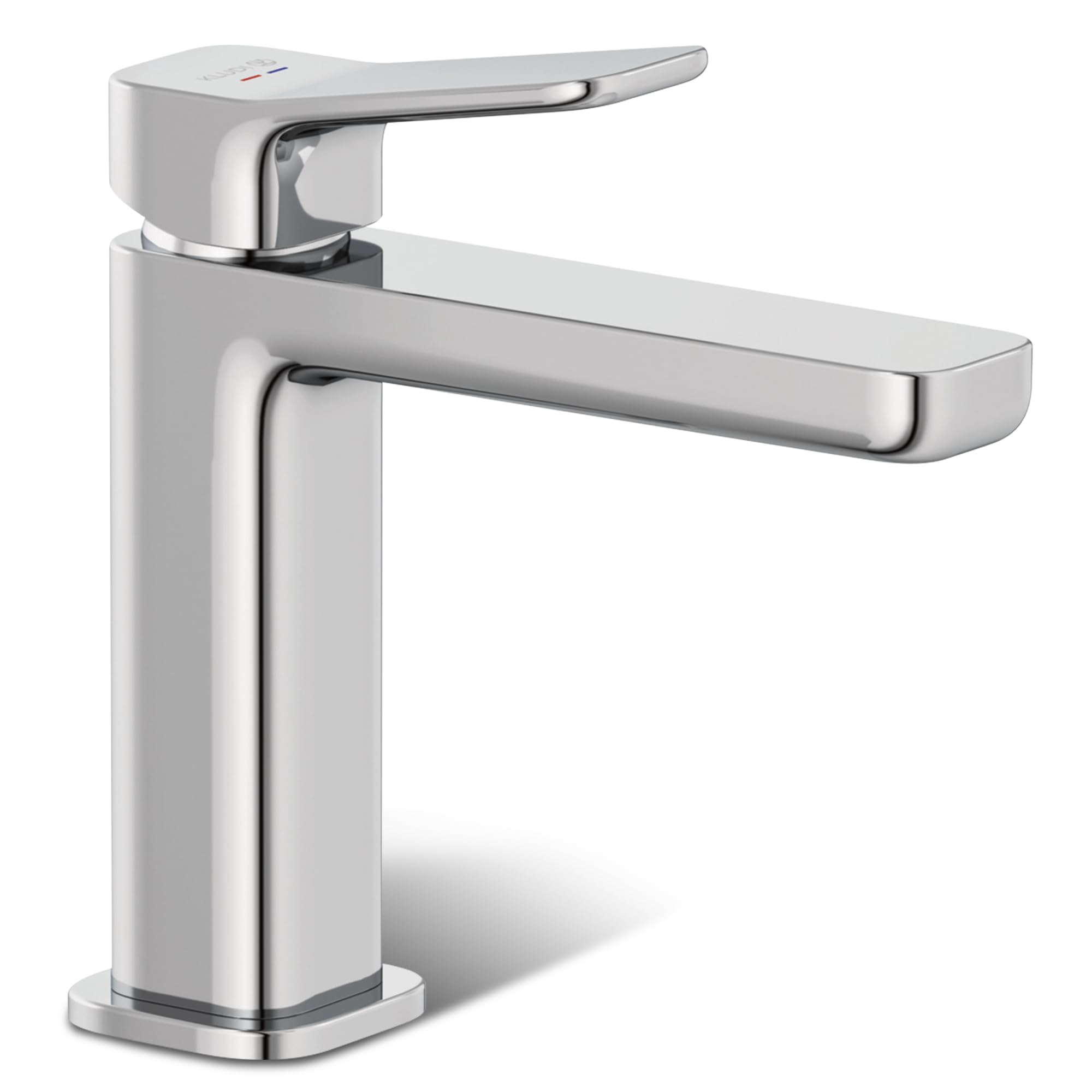KLUDI-X3 Waschtischarmatur mit Push-Open Ablaufgarnitur, Auslaufhöhe 110 mm, wassersparender Wasserhahn Bad Größe M, Keramikkartusche, Mischbatterie Waschbecken inkl. Anschlussschläuche in Chrom