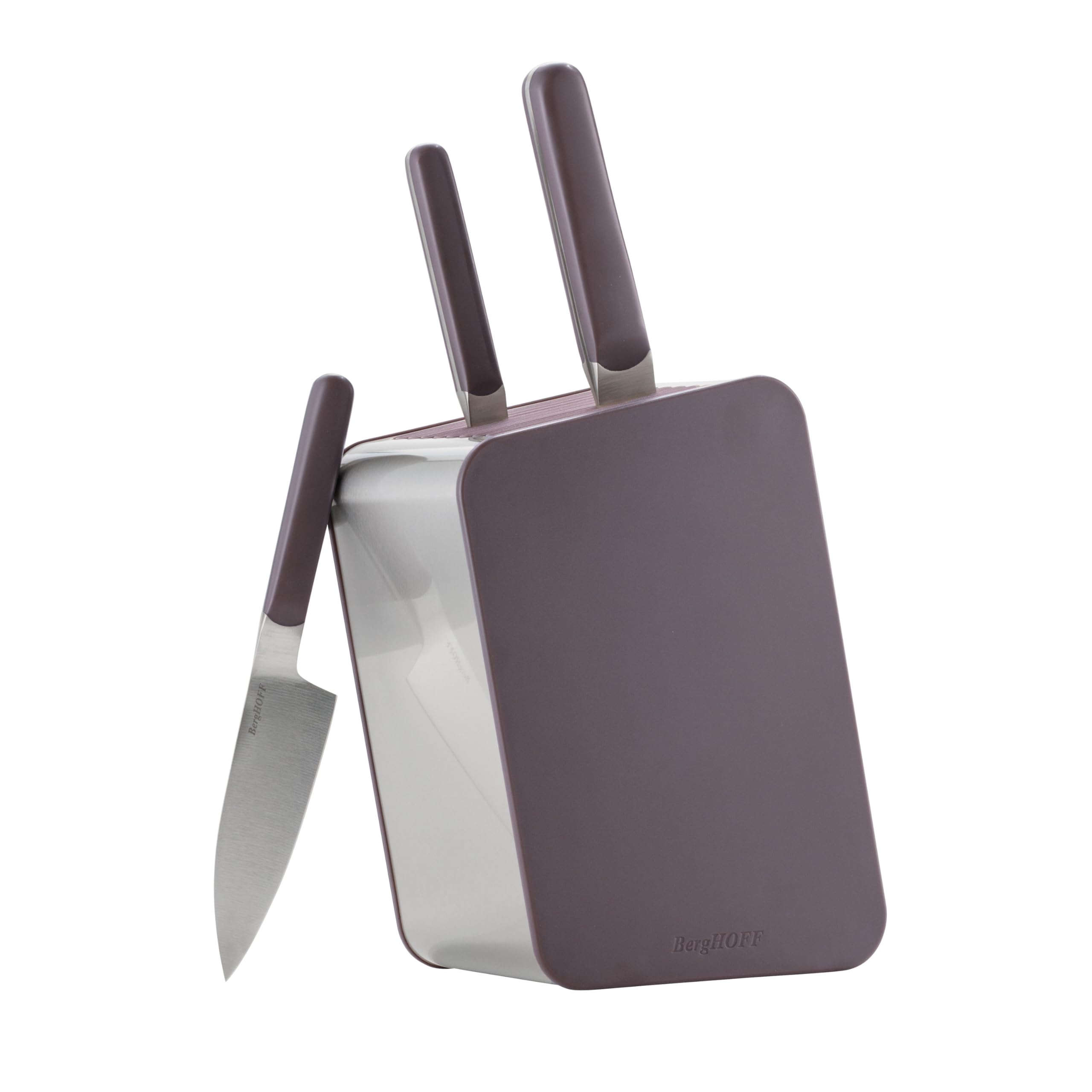 BergHOFF Home Edge Messerblock ohne Messer - Messerhalter Edelstahl - universal Küchenmesserblock - Messerblöcke unbestückt - Aubergine