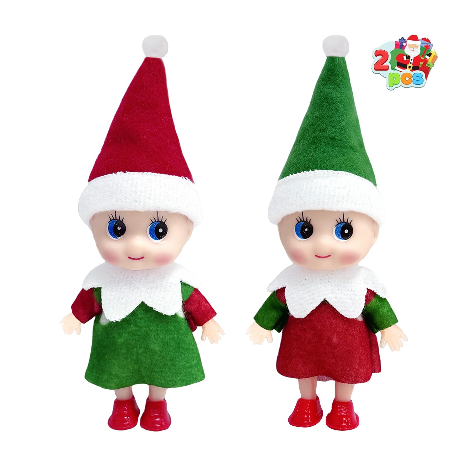 2pcs Christmas Elf Baby Mini Dolls,Christmas Baby Elves Twins Cute Little Elfs,Naughty Tiny Baby Elf Doll Novelty Toys Christmas Tradition Small Dolls for Girls Boys Kids Gift Xmas Stocking Stuffers