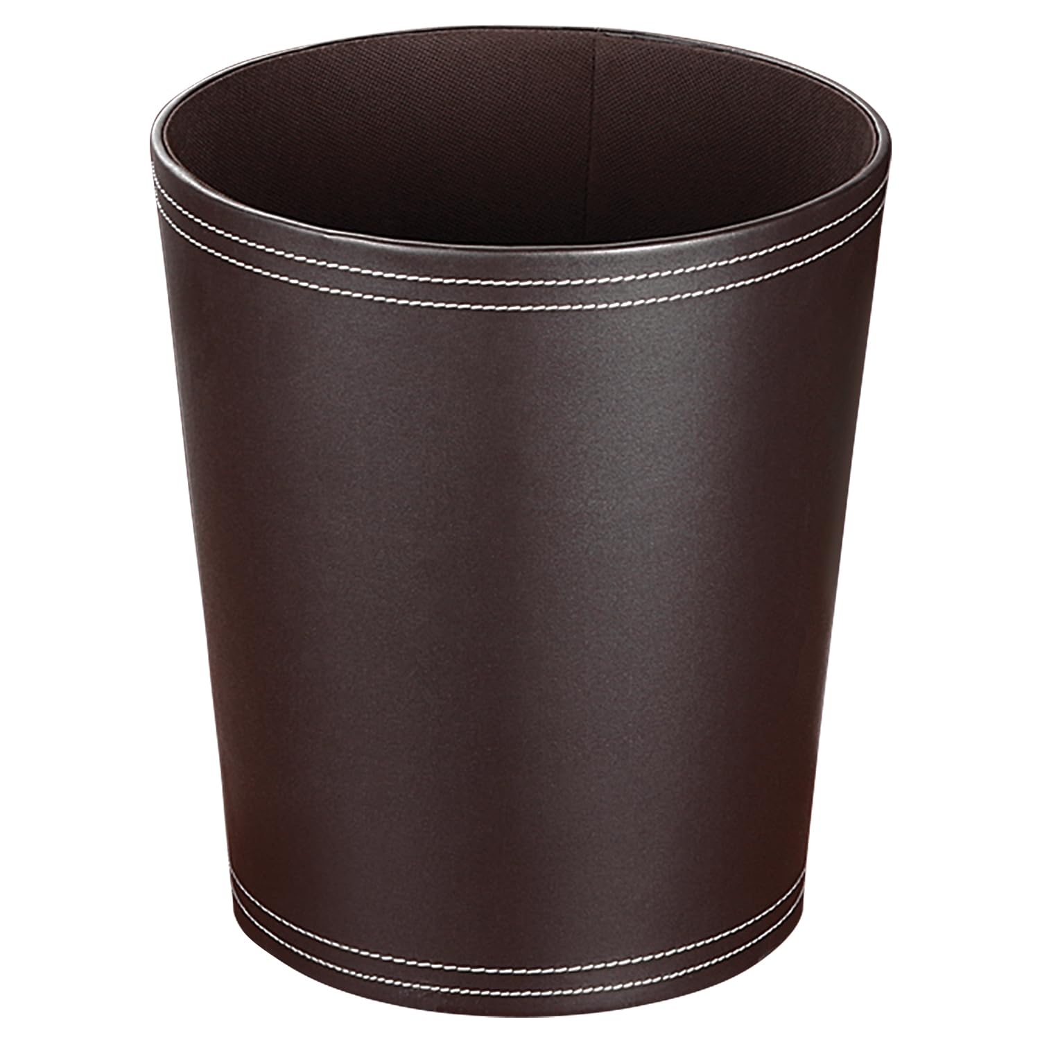 PU Leather Trash Can,Round 2.6-Gallon Wastebasket,Decorative Small Stylish Garbage Can for Home Bedroom & Office,Space-Saving Waste Bin Under Desk (Brown)