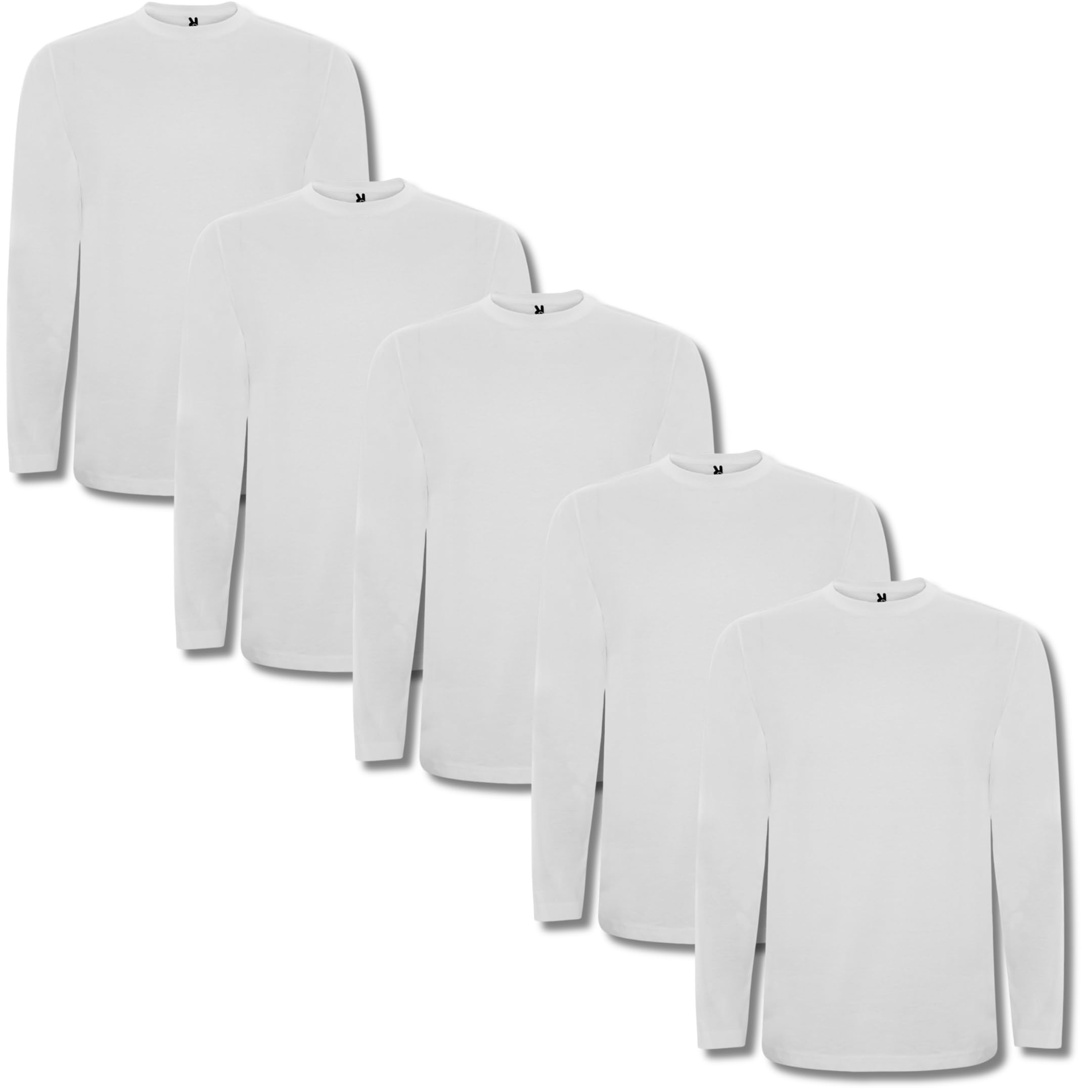 Roly Pack 5 Camisetas Manga Larga Hombre Extreme 1217 – Camisetas básicas 100% algodón, cómodas, Lisas y Resistentes
