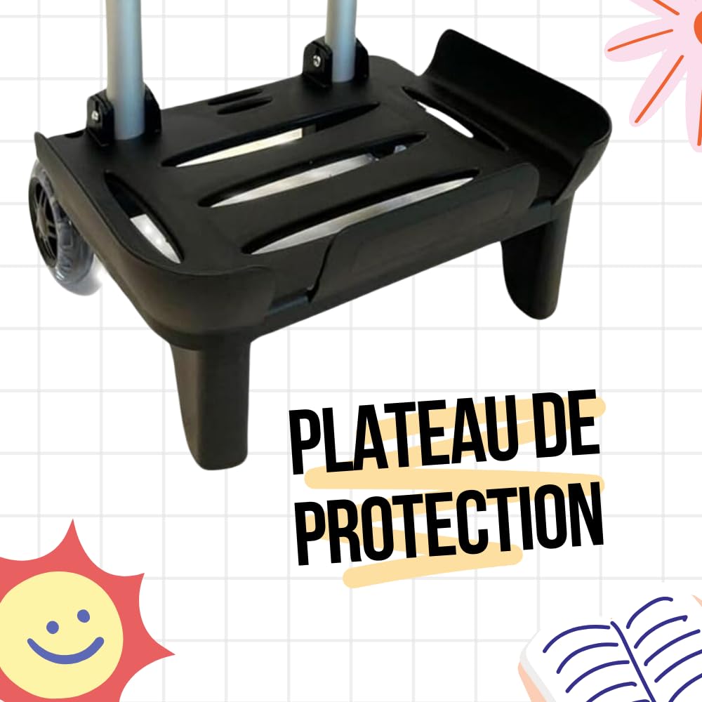 Devesa Chariot pour Sacs à Dos Scolaires – Léger, Pliable et Résistant, avec Base Protectrice et Grand Plateau, Roues Silencieuses et Design Ergonomique pour Éviter Le Mal de Dos - D203