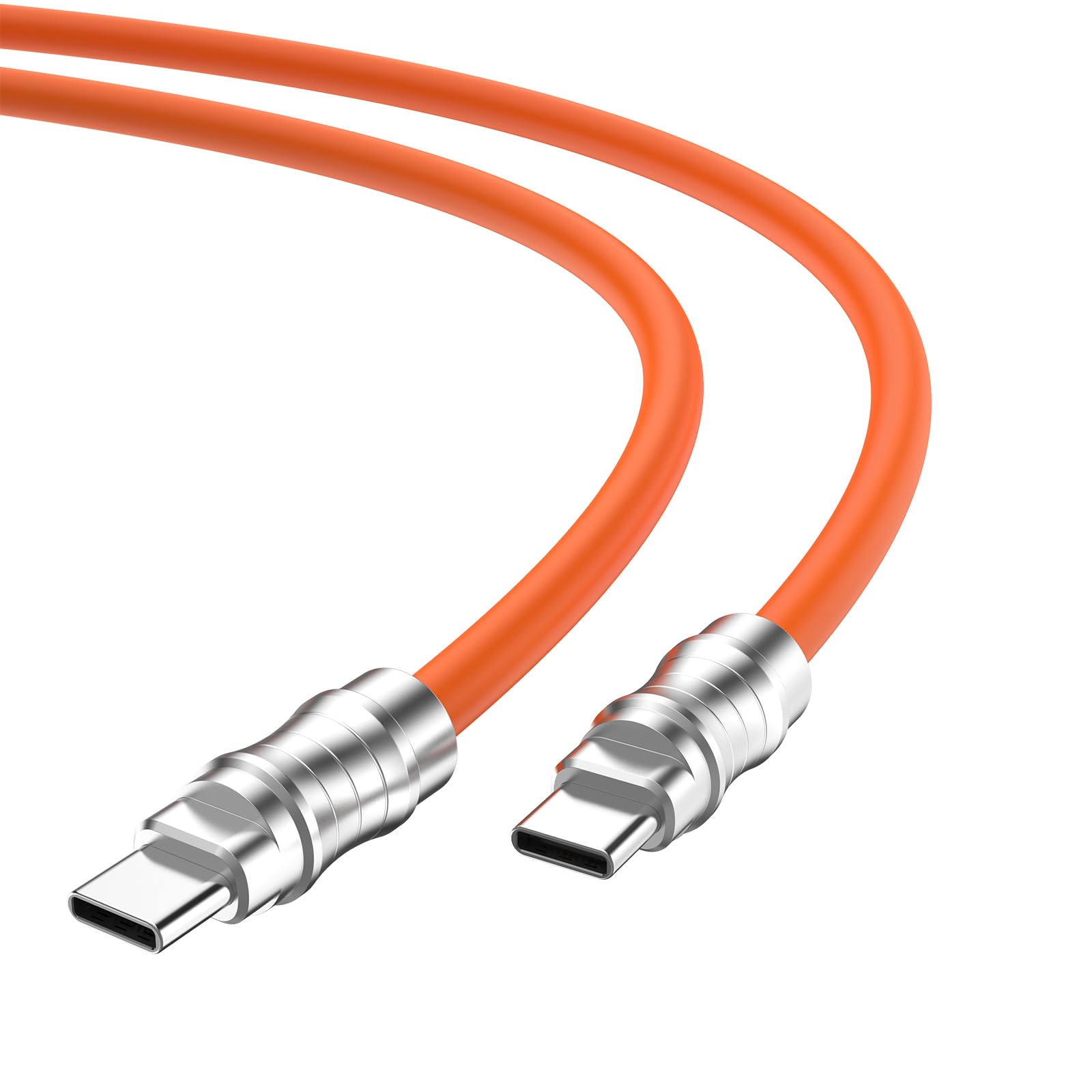 2 x silikonowy kabel USB C do USB C, 2 m, ultra elastyczny i miękki, USB typu C 100 W, przemysłowy kabel do transmisji danych Geek PD do telefonów, tabletów, komputerów