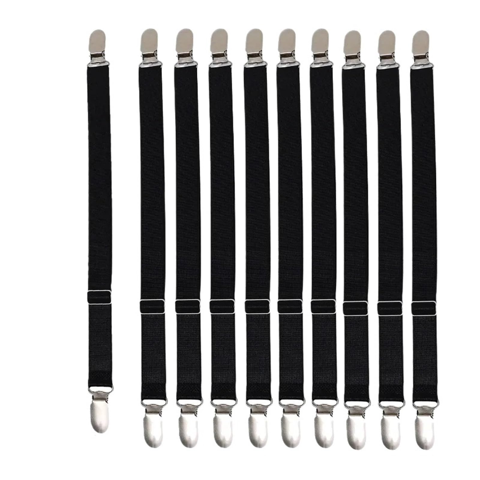 SDIUAKBV Bed Sheet Grippers Belt 1/10PCS Elastic Bed Sheet Strip Adjustable Grippers Belt Fastener Clips Mattress Cover Blankets Quilt Holder For the bedroom(Black-10PCS)