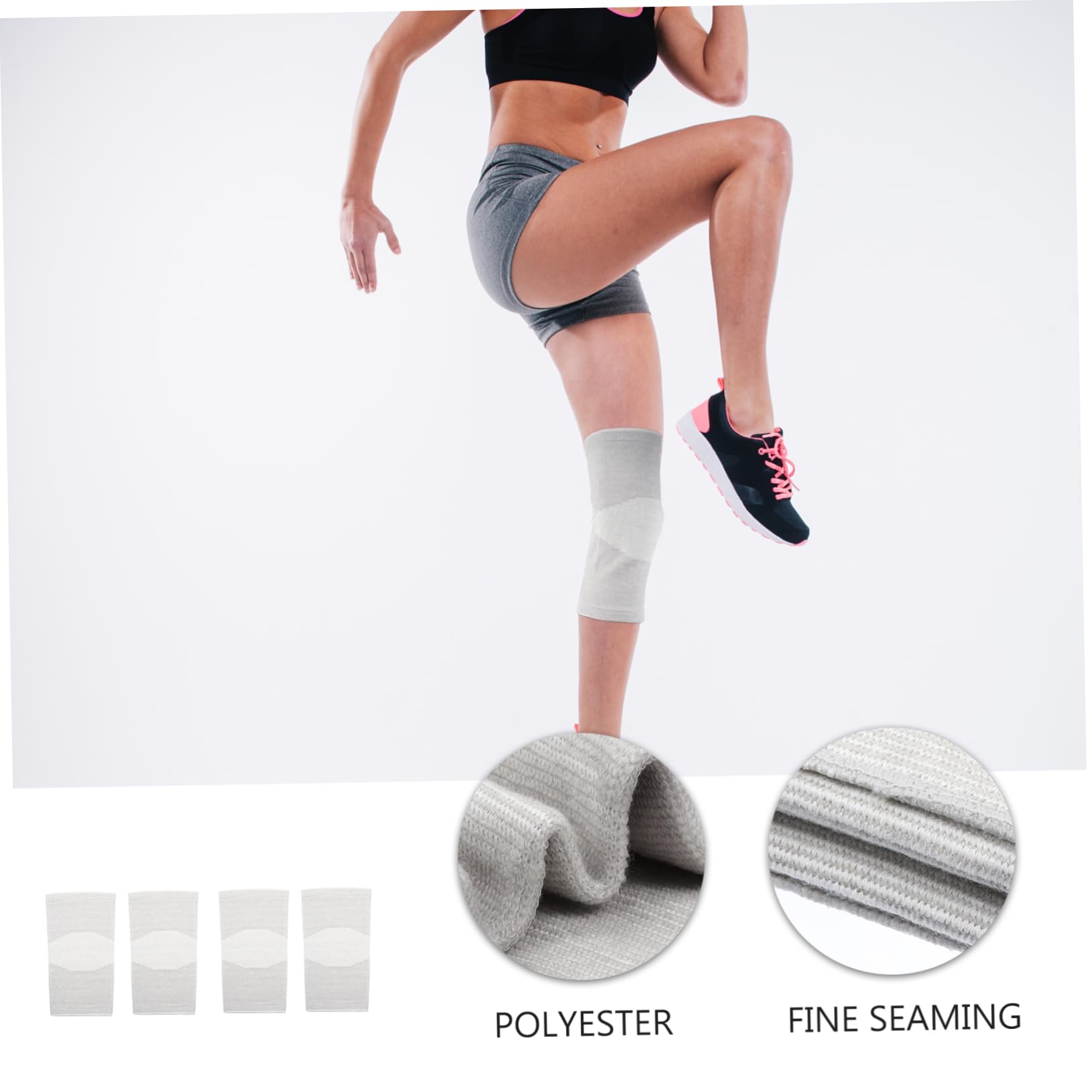 POPETPOP 2 Pack High Elastic Fitness Kneecap Pads Breathable Protective Sleeve for Sports Climbing Hiking