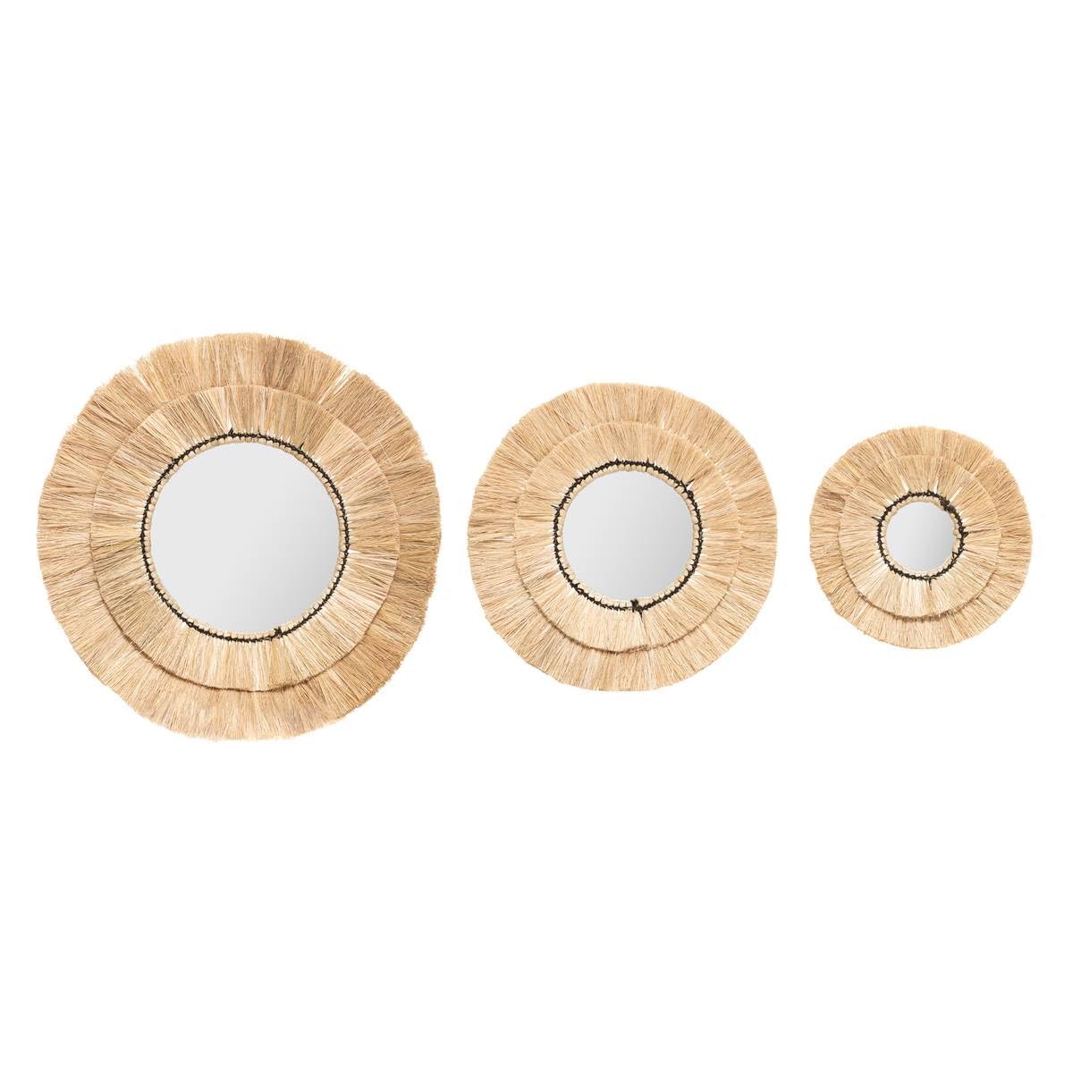 Atmosphera - Set aus 3 Spiegeln Alba - Bast - Beige