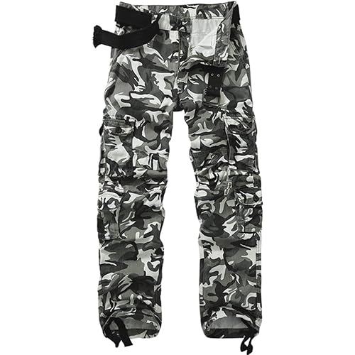 AKARMY Men's Casual Cargo Pants Military Army Camo Pants Combat Work Pants with 8 Pockets(No Belt)