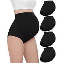 Womens Maternity Underwear High Waist Pregnancy Soft Seamless Shapewear Panties Over Bump Support 4-Pack