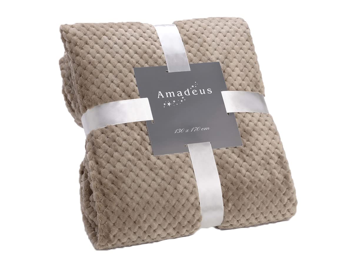 Plaid taupe 130x170 jeté de lit couverture Amadeus Damier