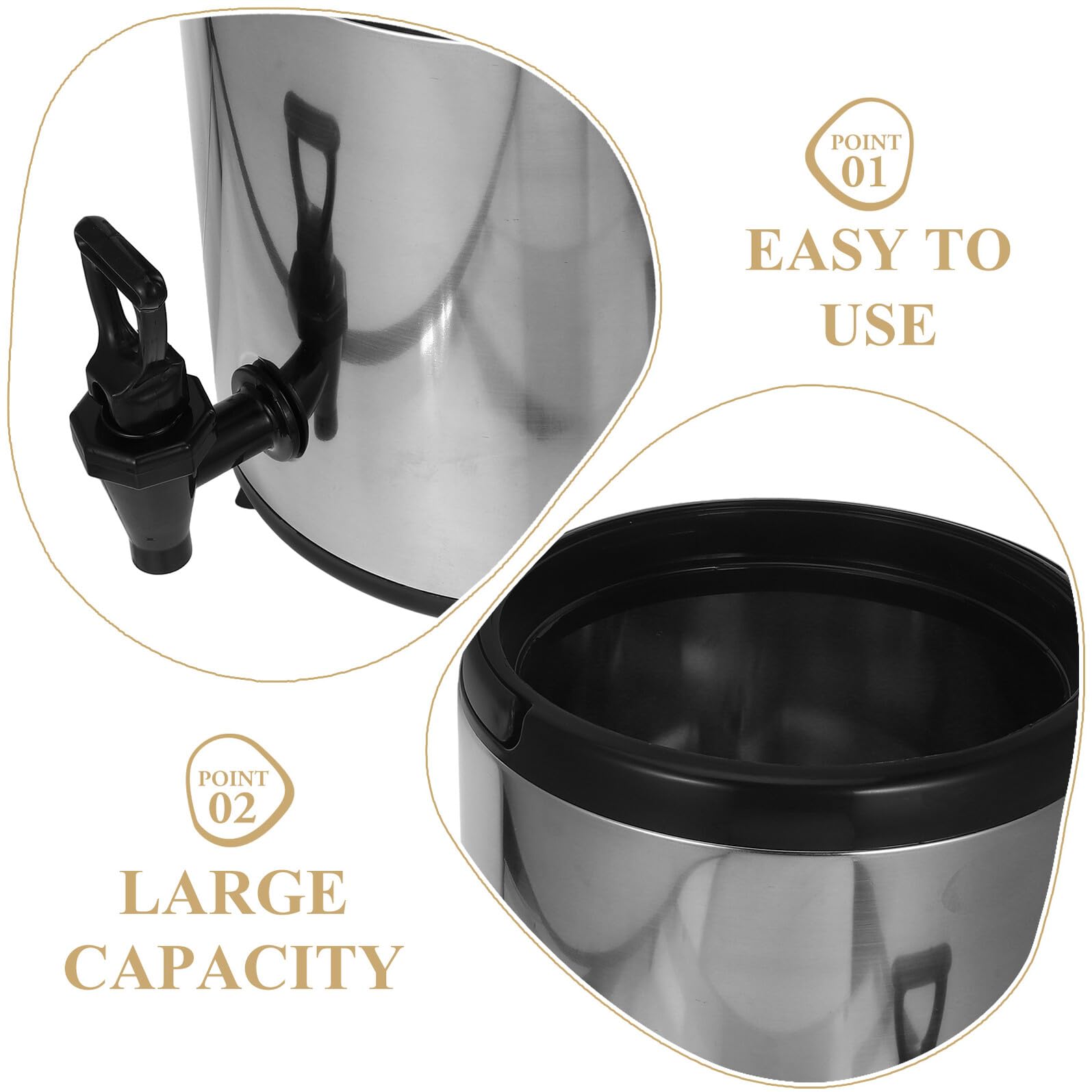 Hohopeti Dispensador de Bebidas Aislado Acero Inoxidable Doble Capa para Bebidas Calientes y Frías Servidor Térmico Profesional para Catering y Eventos