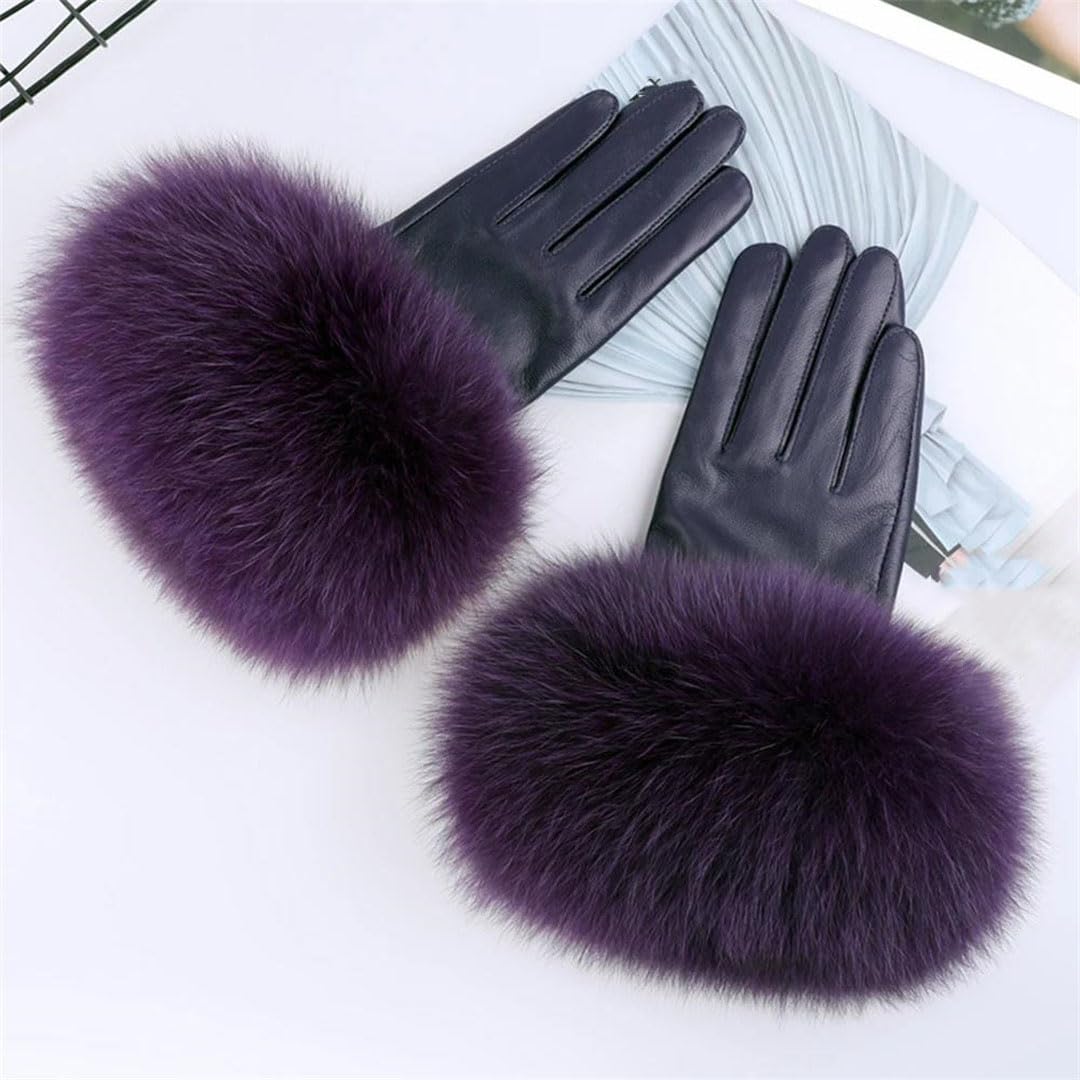 Guanti da donna in pelle di pecora guanti da polso in pelle guanti invernali caldi guanti in pelle