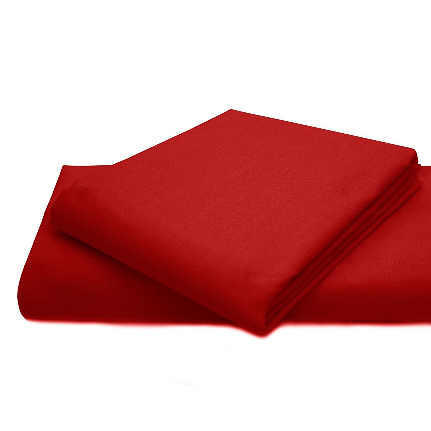 Queens Land Home Non Iron Percale Pollycotton Flat Sheet (Super King, Red)