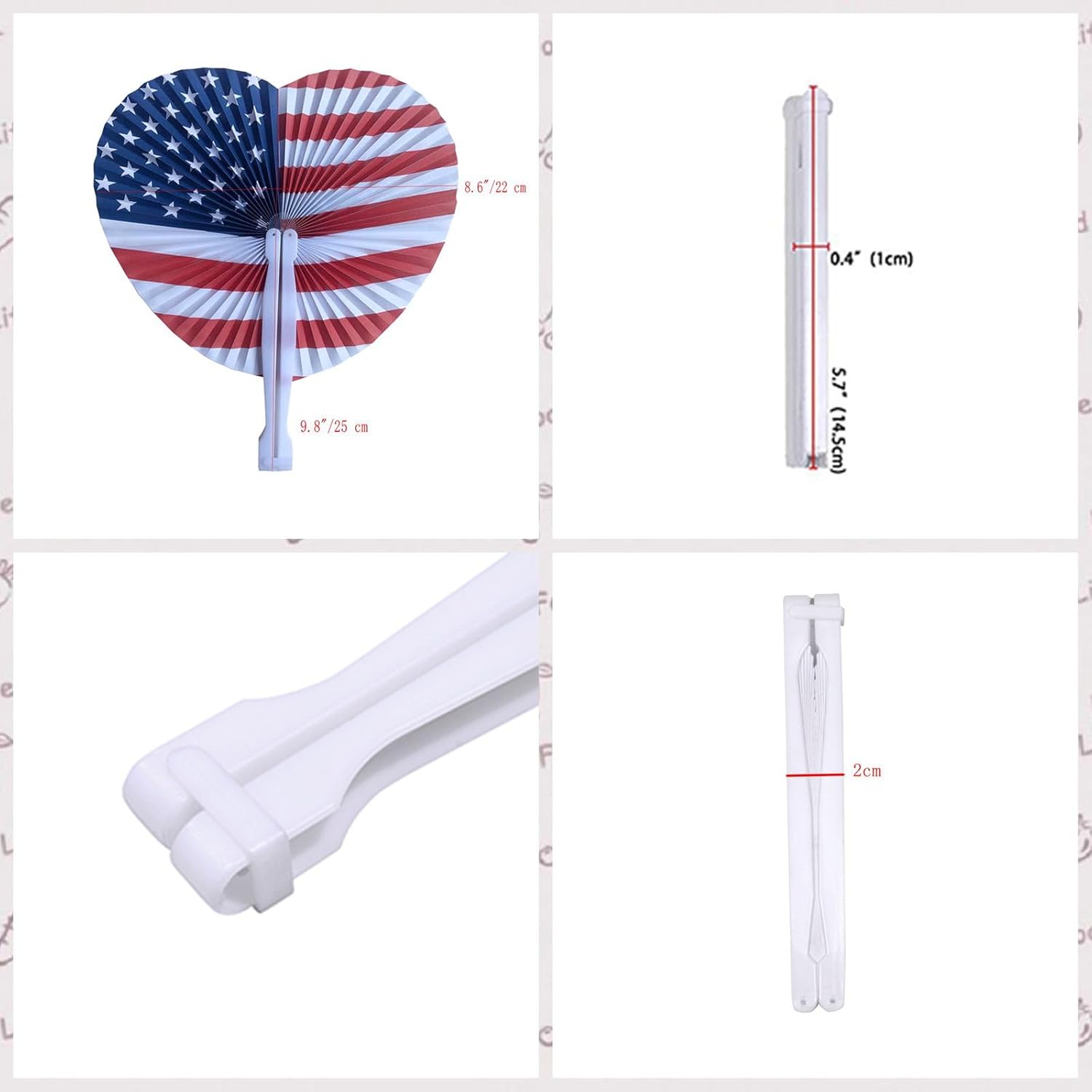 20 Pack Paper Folding Hand Fans,Decoration Stars & Stripes July 4th Patriotic Themed American Flag Bulk Foldable Handheld Party Fans for Birthday Wedding Graduation Events Accessories American Flag Heart 20 Pack 20 PCS