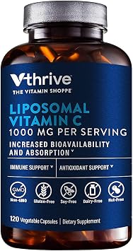 Vthrive Liposomal Vitamin C for Immune Support - Increased Bioavailability & Absorption - 1,000 MG 120 Vegetarian Capsules