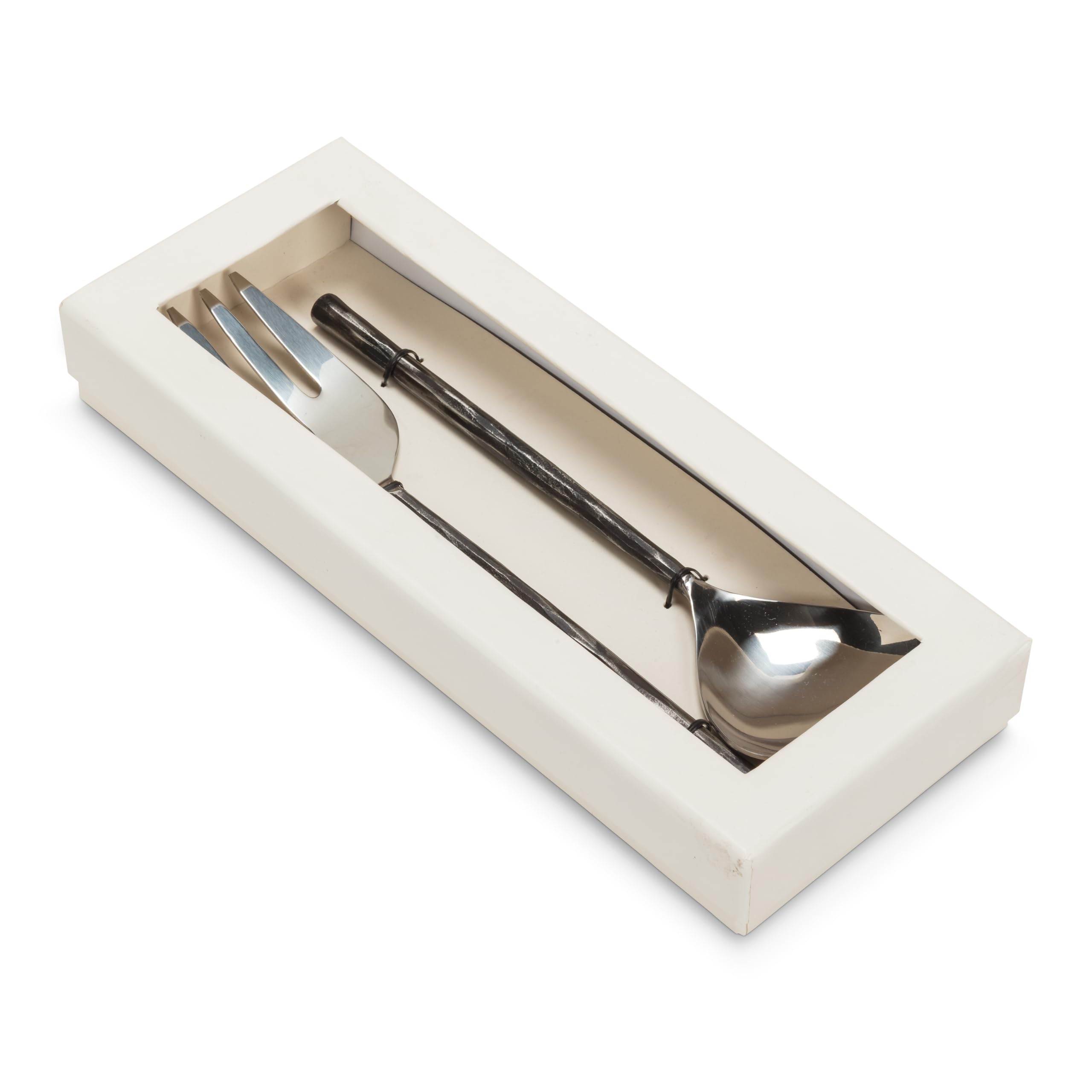 Abbott Collection Salatbesteck mit geschmiedetem Griff, Edelstahl, Antikschwarz, 27,9 cm L