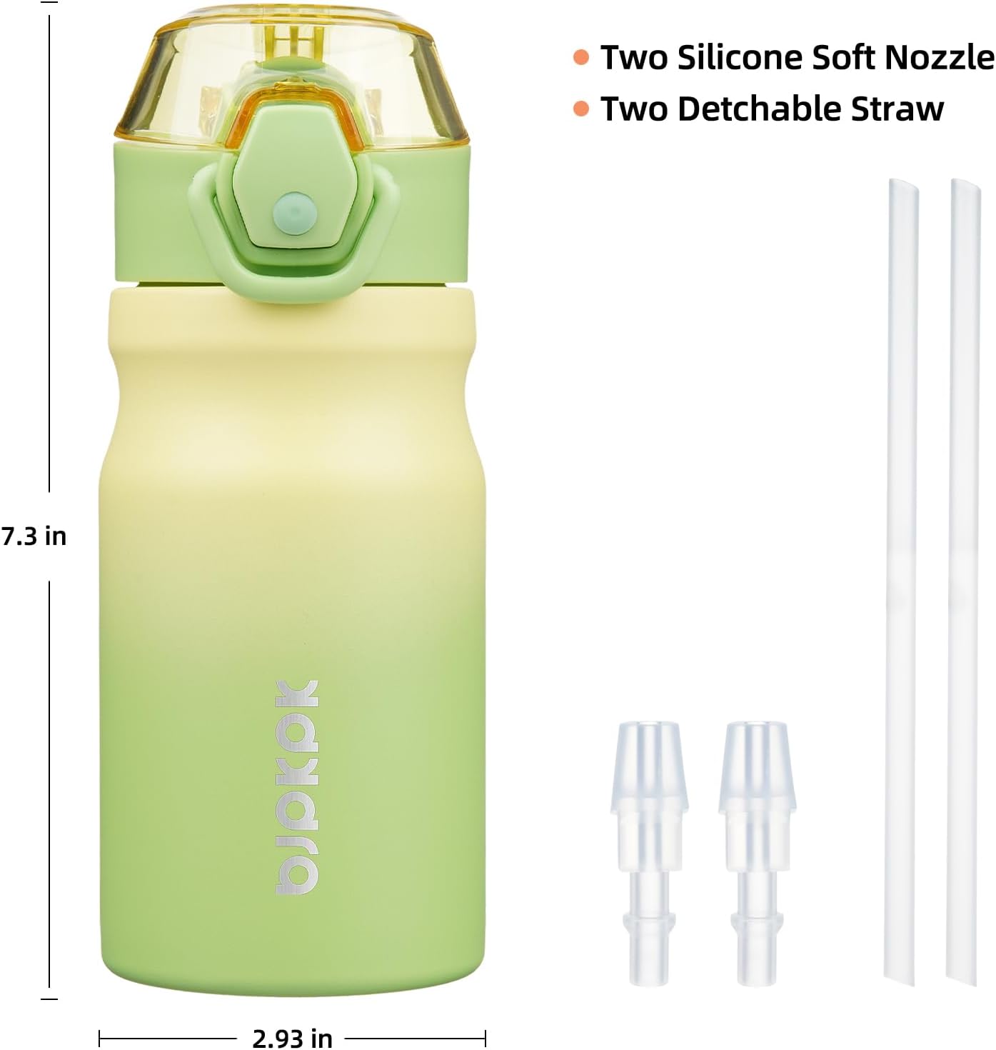 BJPKPK Water Bottle with Straw 14oz Insulated Water Bottles Reusable Stainless Steel Metal Thermal Flask with Leak Proof Lockable Lid and Carry Handle,Lime - Image 4