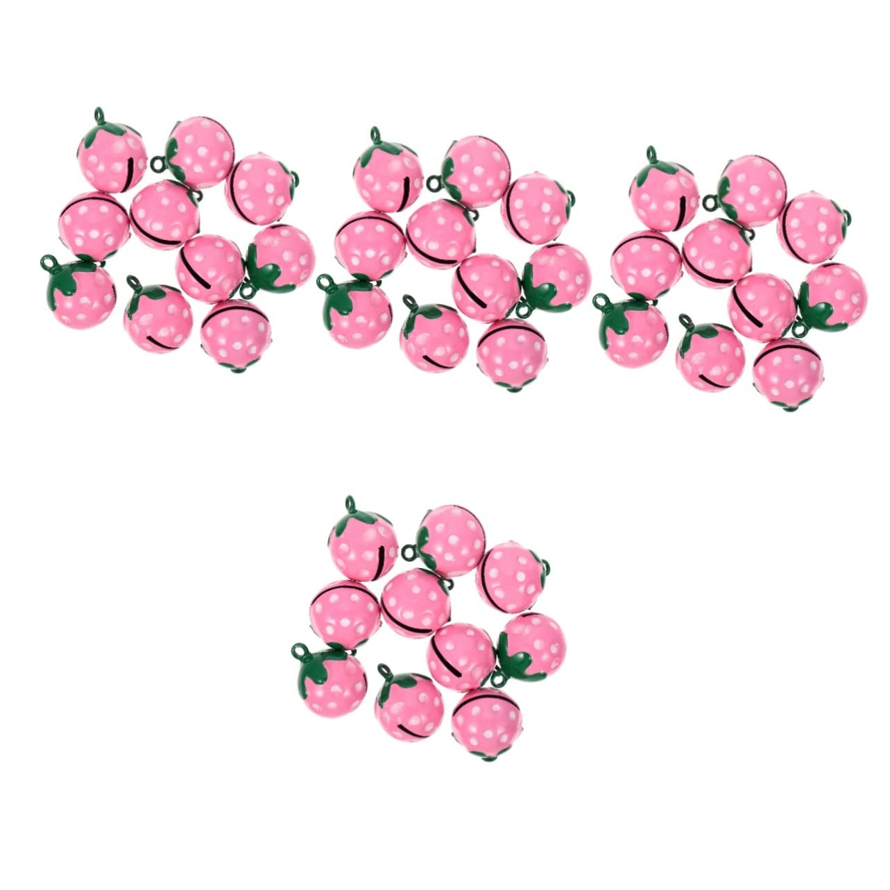 20 pcs Shaped Bells Cartoon Jingle Strawberry Pet Supplies Charms Necklace Accessories Pendants, 2x1.7cmx4pcs, Copper Faux Leather, copper No Gemstone