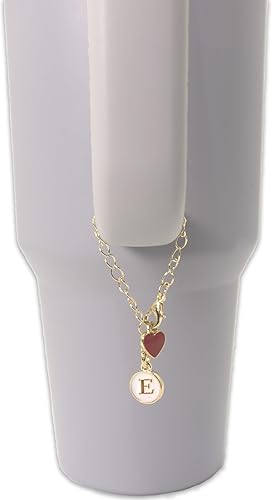 Miniatura 2 de BAMXSXBO Accesorios de letras para vaso Stanley CupSimple Modern Tumbler, dije de corazón con letra inicial de identificación personalizada para