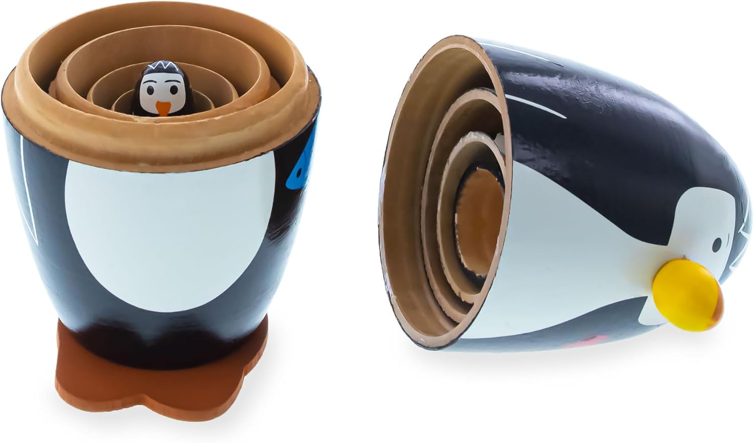 BestPysanky Set of 5 Penguins Wooden Nesting Dolls 5 Inches