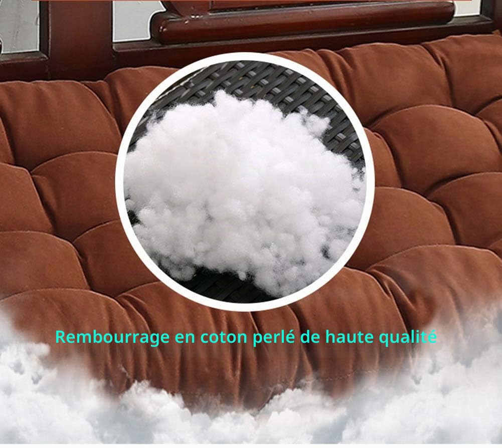 Coussin de banc de jardin avec attaches, coussin épais pour chaise à bascule 2-3 places, coussin de siège de banc confortable pour mobilier intérieur et extérieur 48x120cm Rose