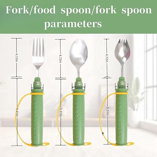 Miniatura 6 de DEEYOTA Utensilios adaptativos, utensilios ponderados para temblores de manos, Parkinson ayudas para vivir, adecuados para ancianos, discapacitados