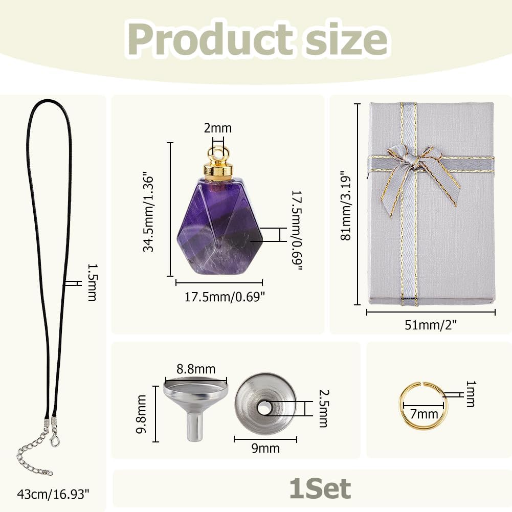 Crystal Keepsake Urn Amethyst Memorial Urns Wearable Small Container for Ashes Purple Mini Urn with Storage Box, Spoon, Stick and Funnel for Human or Pets Ashes image 2
