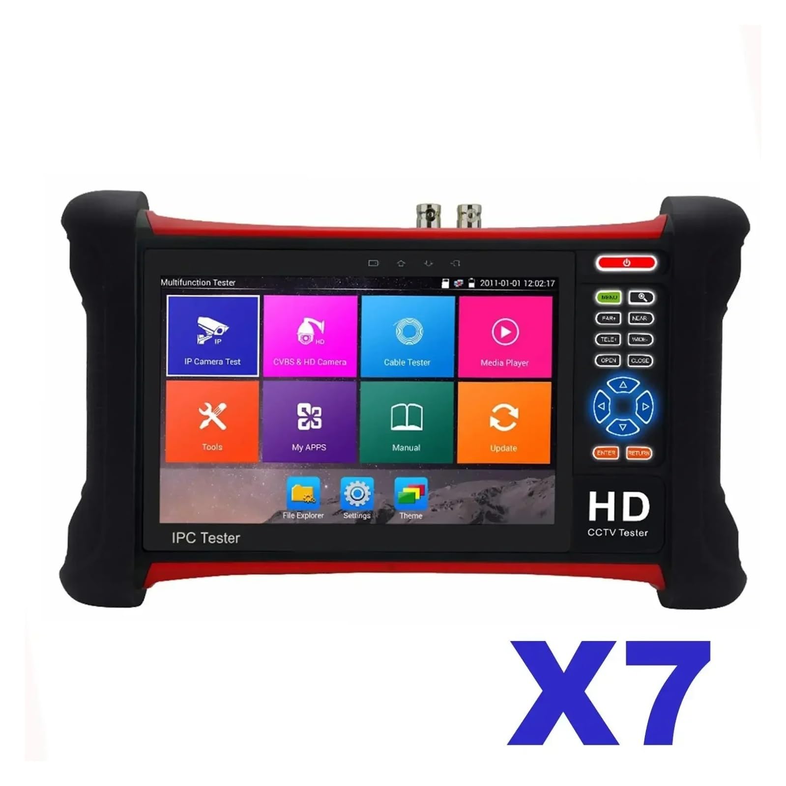 X7 IPC Tester Monitor H.265 4K 8MP TVI CVI AHD SDI CVBS IP CCTV con TDR, tracciatore di cavi, multimetro digitale Strumento di prova(X7)