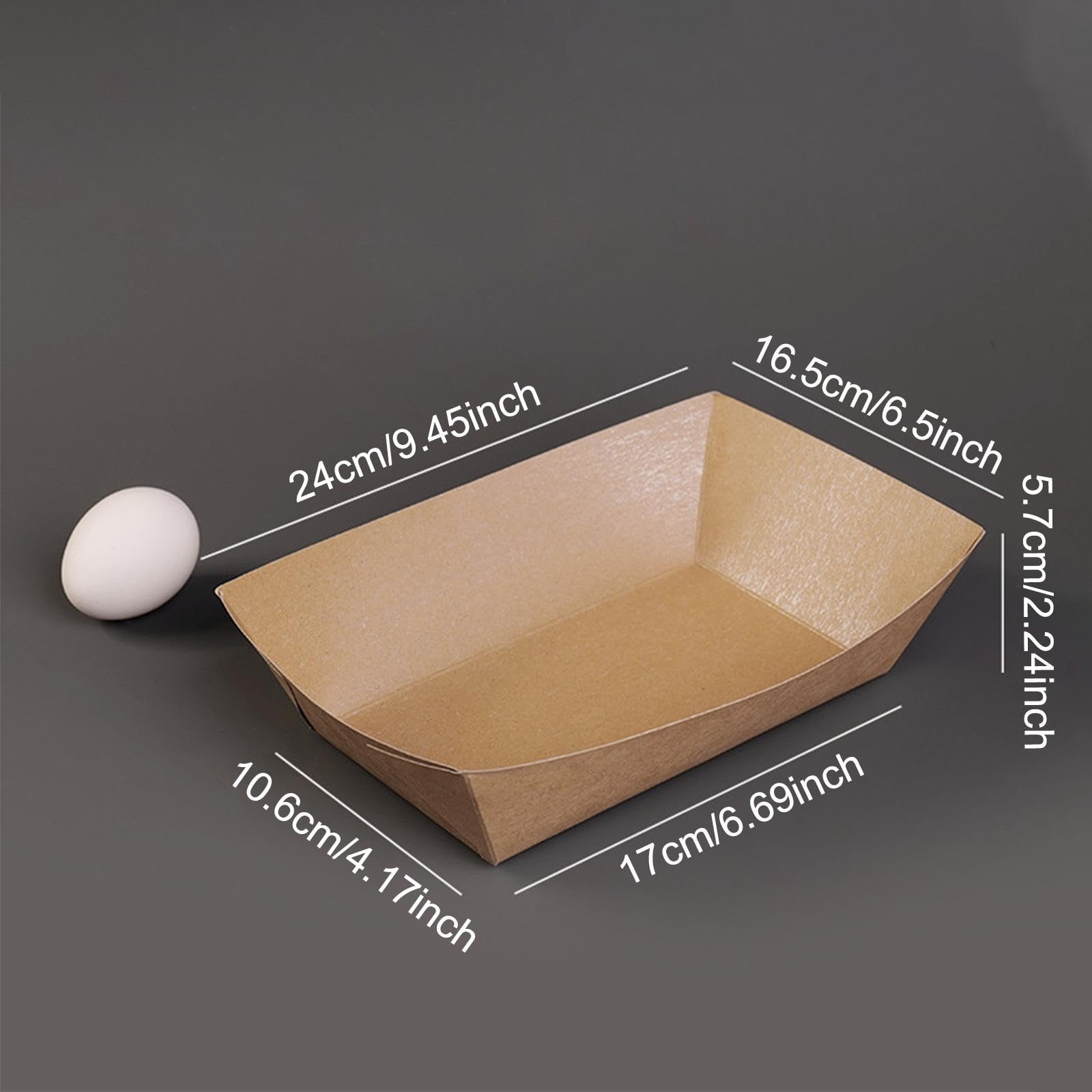 Lot de 100 barquettes en papier kraft pour tacos, nachos, frites, corn, M