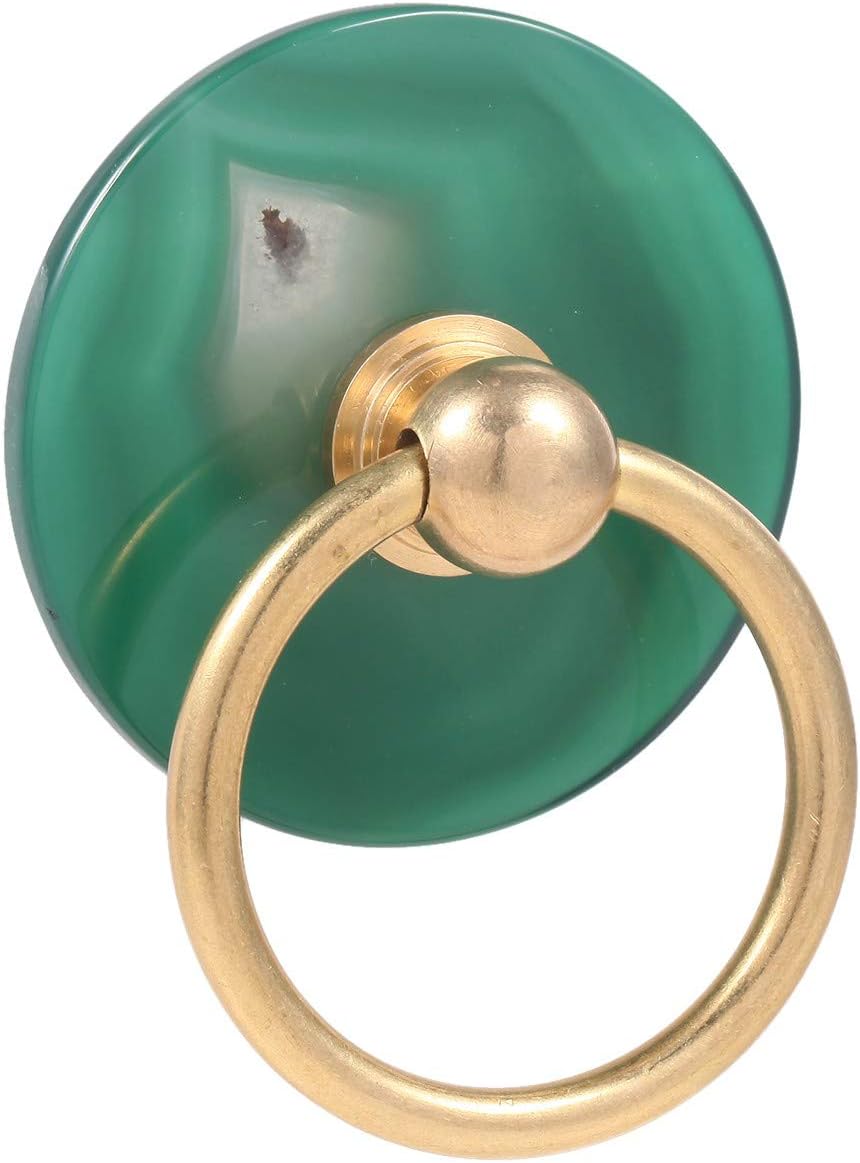 rockcloud Pack of 2 Agate Slice Drawer Knobs Handmade Round Pull Handle Door Pulls for Cabinet Kitchen Cupboard Green