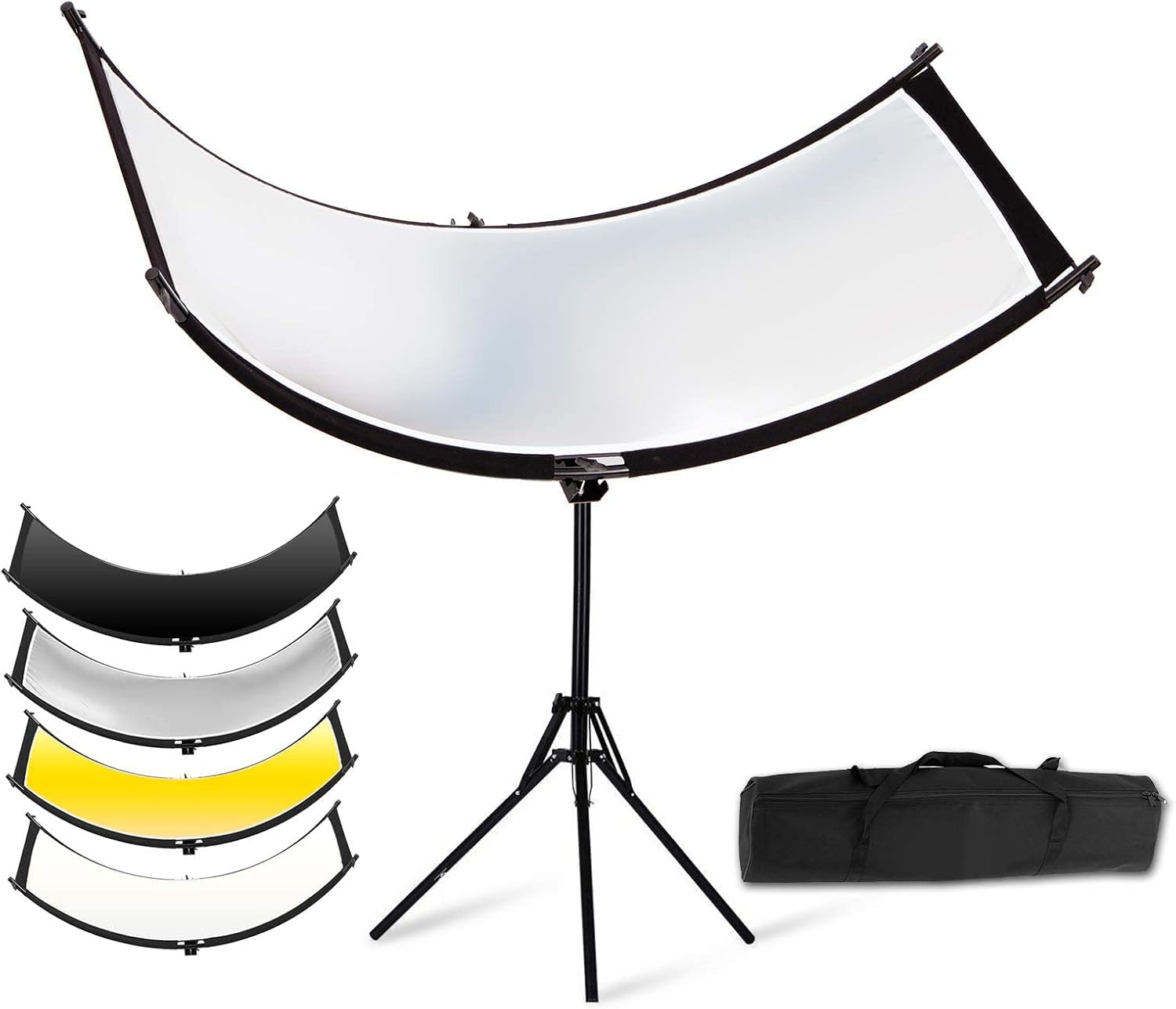 Selens 23x70 Inches Clamshell Light Reflector Diffuser with 70"/180cm Light Stand and Carry Bag, 4 in 1Curved Reflector for Photography Portrait Studio Shooting