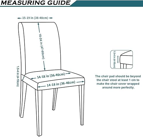Miniatura 5 de Smiry - Paquete de 4 fundas elásticas de licra estampada para sillas de comedor, extraíbles y lavables, fundas protectoras para sillas de comedor,