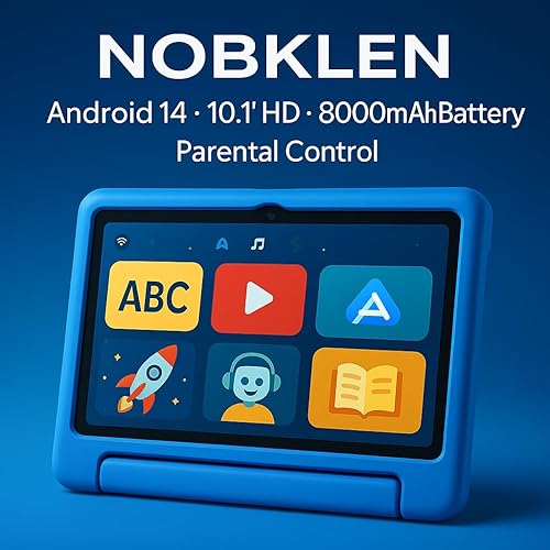 Miniatura 5 de NOBKLEN Tablet Android de 10.1 pulgadas, almacenamiento Octa-Core 64GB, pantalla IPS HD, funda a prueba de golpes, WiFi, Bluetooth, batería grande,